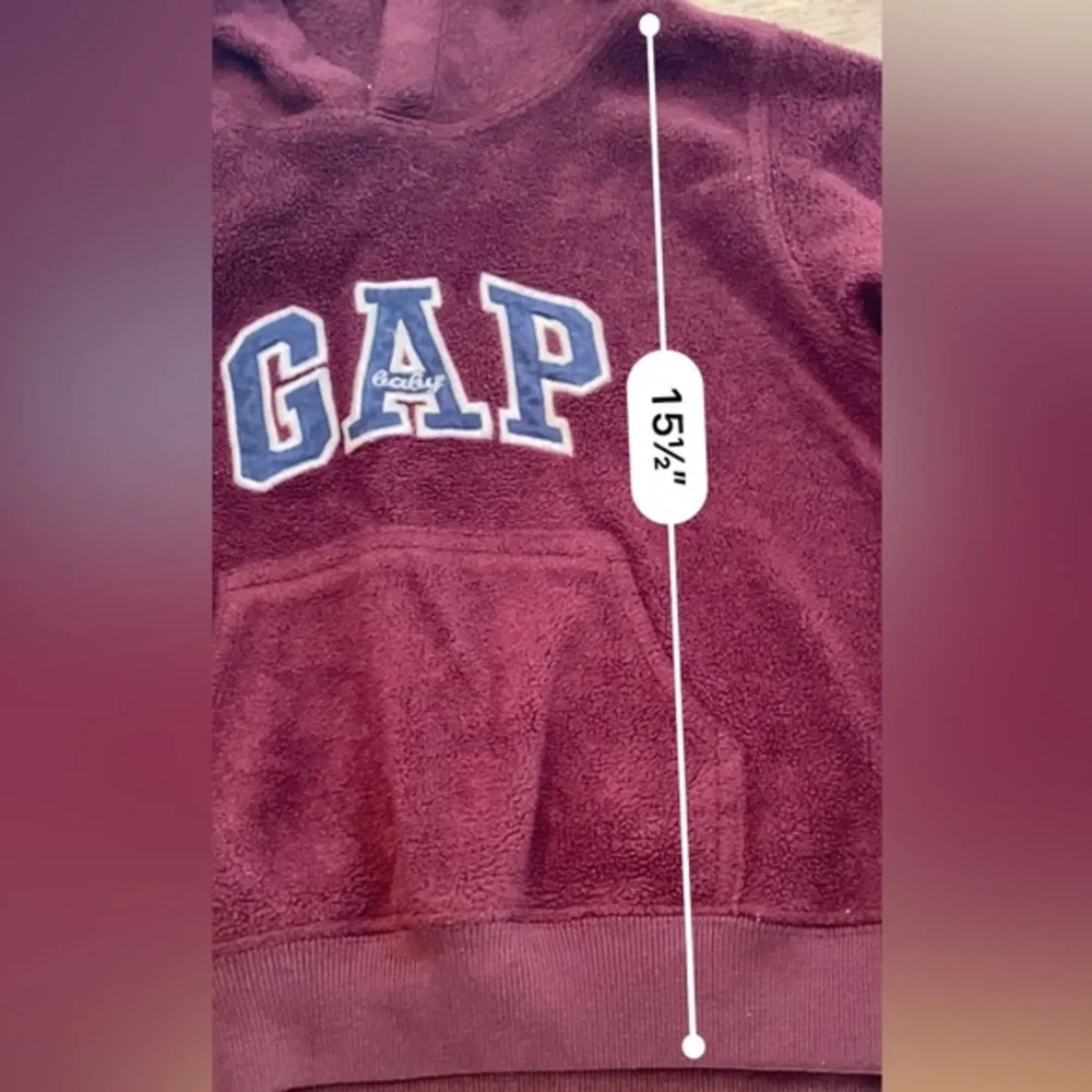 Vintage Baby Gap‎ 3xl 30-36 Month Maroon Graphic 100% Polyester Hoodie